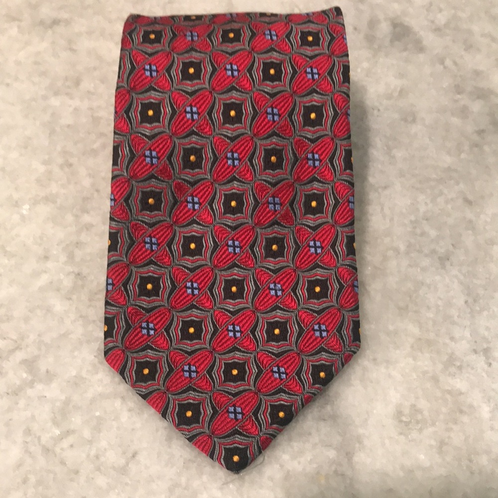 Robert Talbott Nordstrom Silk Tie Mens Red Black Best of Class Quartrefoil USA